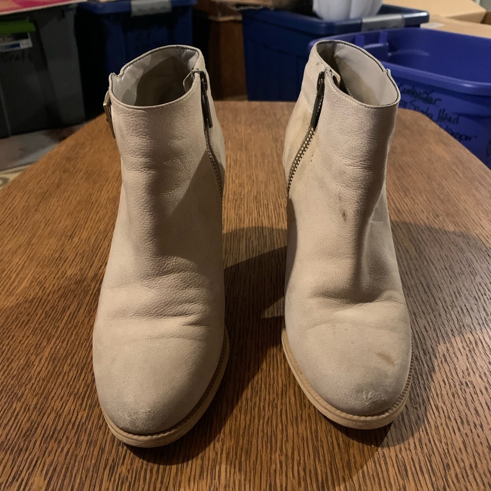 Hinge suede heeled booties
